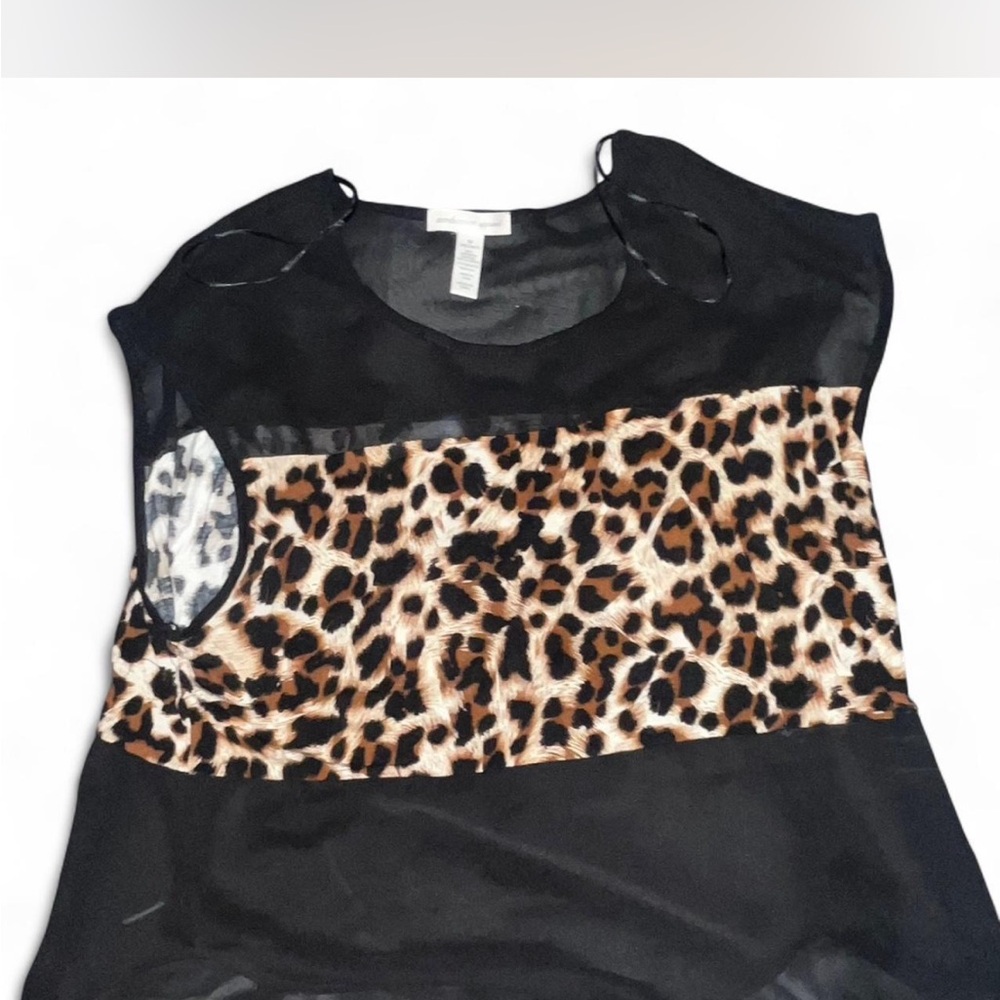 Ambiance Apparel Leopard Print Black Top